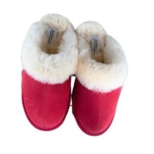 Vermont Country Store Red Suede Australian Sheepskin Scuff Slippers Women 10 new